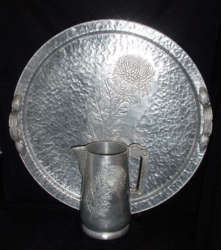  Hammered Aluminum Pitcher and Tray