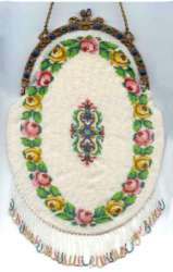 Spectacular Micro-Beaded Oval Floral Garland Purse with Arched Jeweled Frame